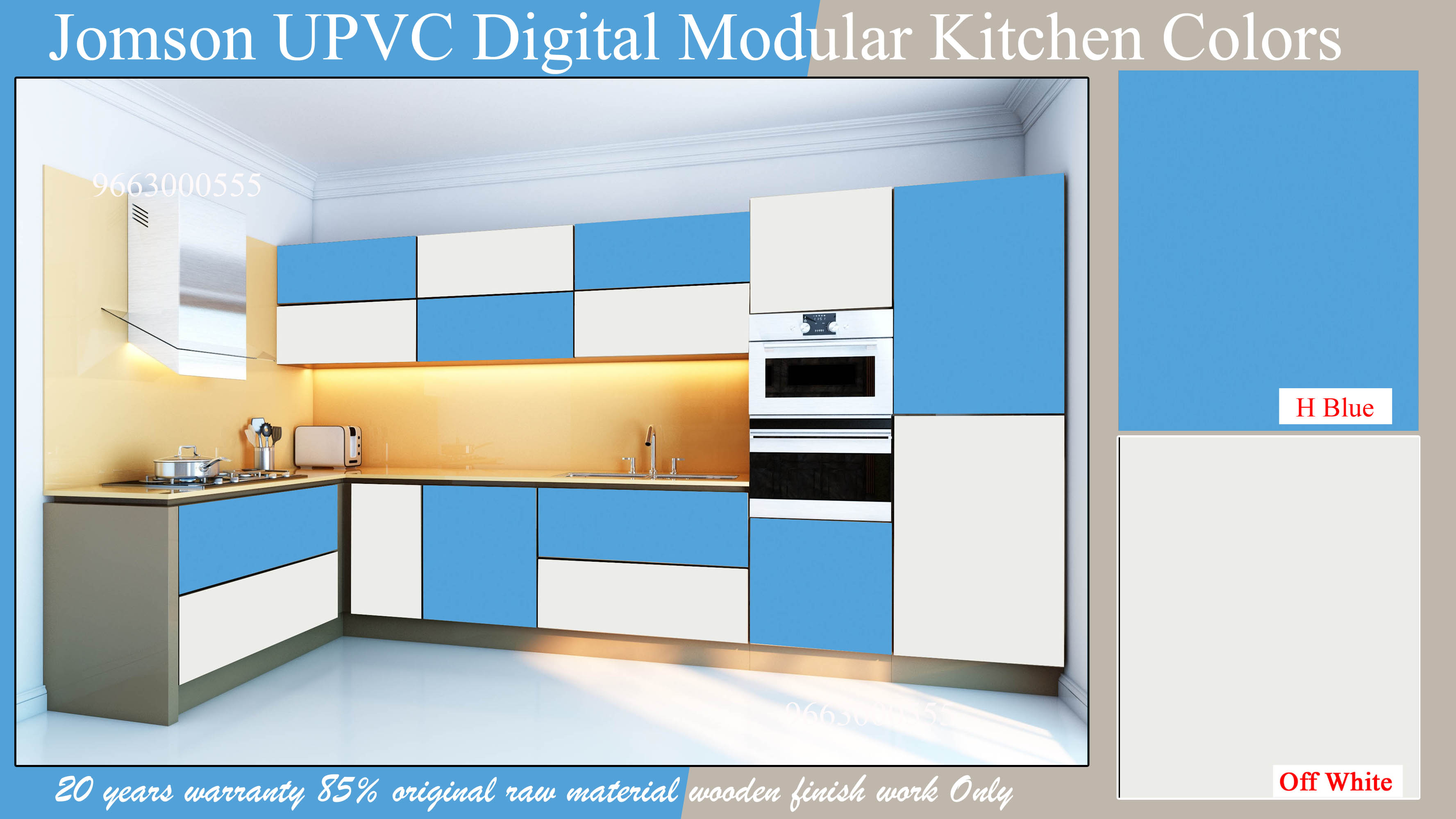 Blue color modular kitchen